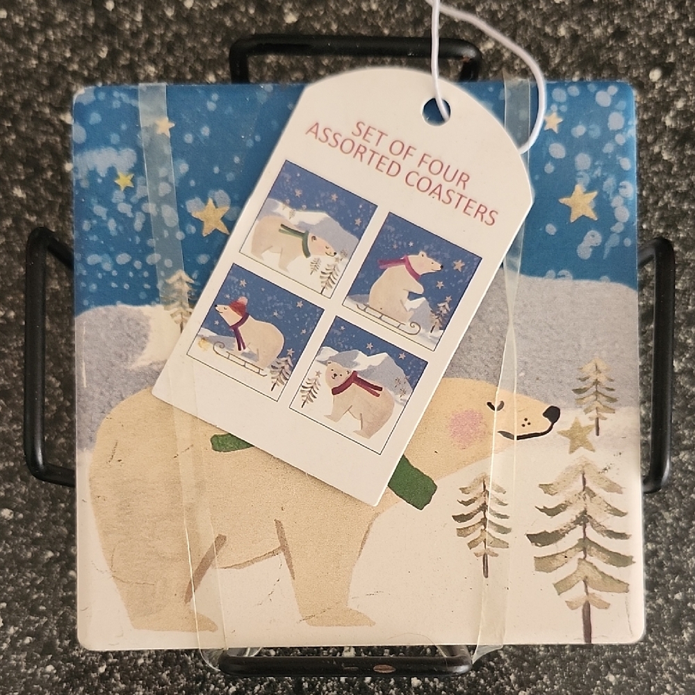 Polar Bear Winter Coasters Set